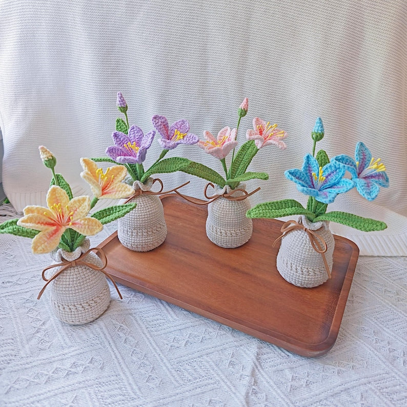 Gehäkelte Topfpflanze Blume 17 cm Schreibtischdekoration Hochzeitsgeschenk