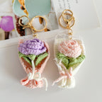 Crochet Flower Keychain – Sunflower, Tulip, or Rose Keyring for Keys, Bag, Backpack