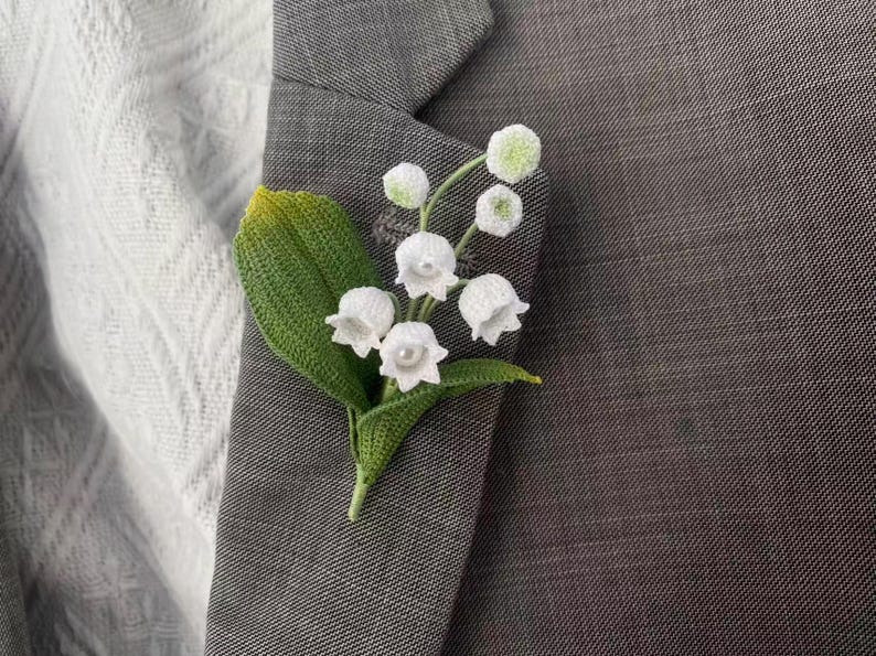 Maiglöckchen Brosche Gehäkelt Anstecknadel Hochzeitsschmuck Geburtsblume Mai