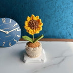 Gehäkelter Sonnenblumentopf, handgemachte Pflanzengeschenk Blume für Weihnachten, Mutter, Oma, Kollegen, Geburtstag, Dankeschön