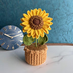 Gehäkelter Sonnenblumentopf, handgemachte Pflanzengeschenk Blume für Weihnachten, Mutter, Oma, Kollegen, Geburtstag, Dankeschön