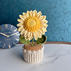 Gehäkelter Sonnenblumentopf, handgemachte Pflanzengeschenk Blume für Weihnachten, Mutter, Oma, Kollegen, Geburtstag, Dankeschön