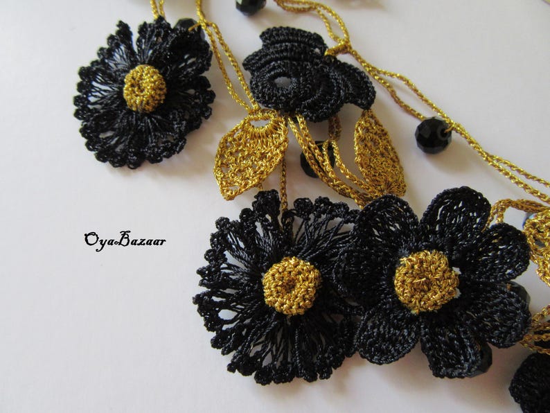 Lariat Häkelkette, Häkelkette, Lariat Blumenmuster, Türkischer Oya Schmuck