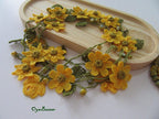 Gelbe Blumen Lange Wickelkette, Perlen Häkelkette, Türkische Oya Spitze Lariat, Häkelschmuck