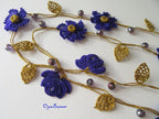 Lariat Häkelkette, Häkelkette, Lariat Blumenmuster, Türkischer Oya Schmuck