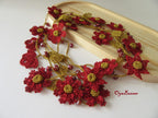 Türkische Oya Spitze Halskette Burgund und Gold, Rote Häkelblume Lariat, Kristall Perlen Lange Blumen Halskette
