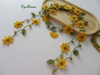 Gelbe Blumen Lange Wickelkette, Perlen Häkelkette, Türkische Oya Spitze Lariat, Häkelschmuck