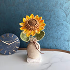 Gehäkelter Sonnenblumentopf, handgemachte Pflanzengeschenk Blume für Weihnachten, Mutter, Oma, Kollegen, Geburtstag, Dankeschön
