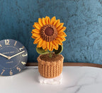 Gehäkelter Sonnenblumentopf, handgemachte Pflanzengeschenk Blume für Weihnachten, Mutter, Oma, Kollegen, Geburtstag, Dankeschön