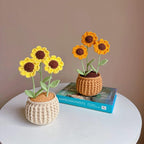 Gehäkelter Sonnenblumentopf, handgemachte Pflanzengeschenk Blume für Weihnachten, Mutter, Oma, Kollegen, Geburtstag, Dankeschön
