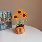 Gehäkelter Sonnenblumentopf, handgemachte Pflanzengeschenk Blume für Weihnachten, Mutter, Oma, Kollegen, Geburtstag, Dankeschön