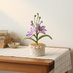Gehäkelte Orchidee im Topf, künstliche Topfpflanze, 21 cm, Schreibtischdekoration, immerblühend, handgefertigt aus Baumwollgarn