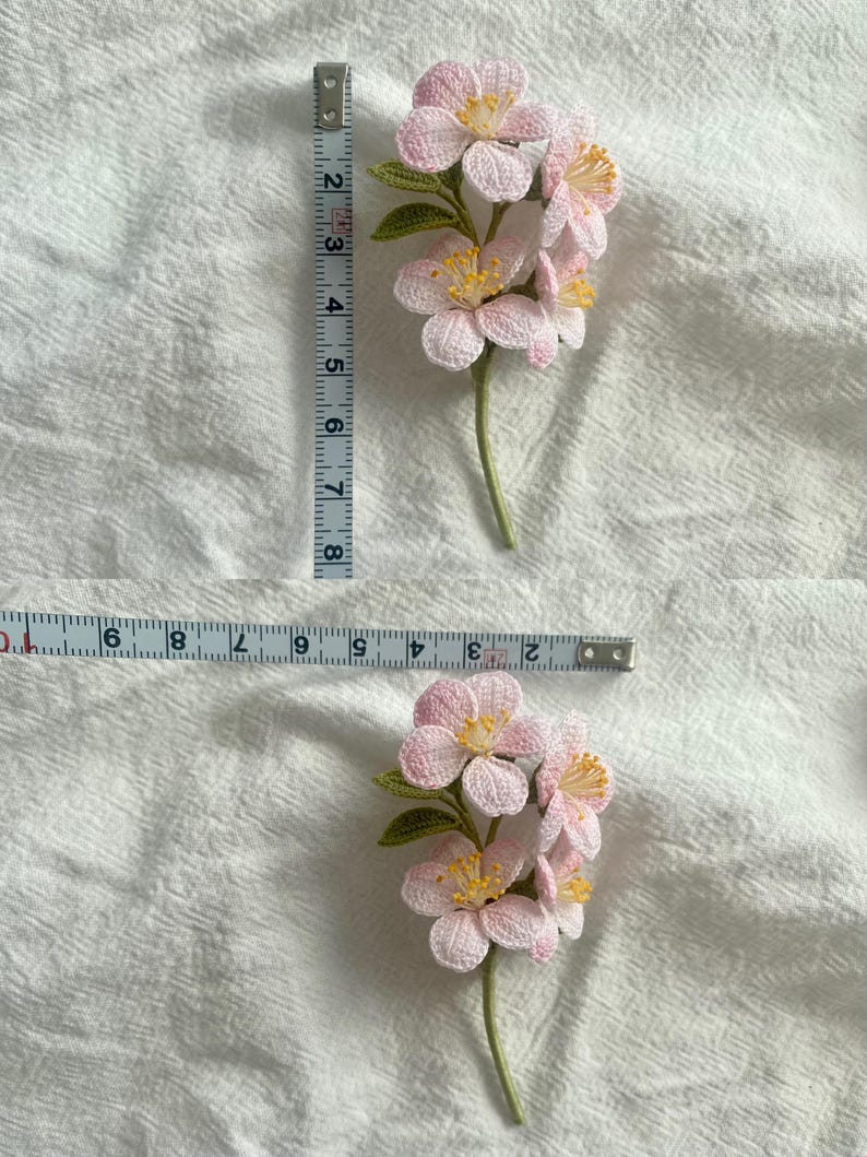 Micro Pfirsich Blume Brosche Kirschblüte Sakura gehäkelt Blume Anstecknadel