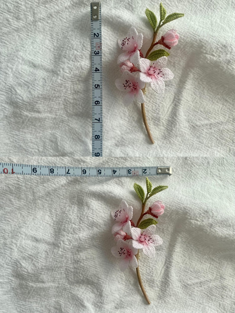 Micro Pfirsich Blume Brosche Kirschblüte Sakura gehäkelt Blume Anstecknadel