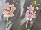 Micro Pfirsich Blume Brosche Kirschblüte Sakura gehäkelt Blume Anstecknadel