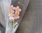 Micro Pfirsich Blume Brosche Kirschblüte Sakura gehäkelt Blume Anstecknadel