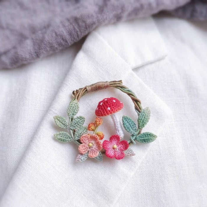 Mikro Häkeln Pilz Brosche, Vintage Art-Deco Pilz Brosche, Handgemacht, Nature Accessoire