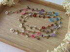 Bunte Micro Blume Häkelkette, Amethyst, Koralle, Rosa Blau Quarz, Howlith Perlen Lange Wrap Lariat Schmuck
