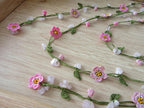Rosa Mikro Häkelblume Türkisch Oya Halskette: Quarz Perlen Lariat, lange Verpackung Blumen Schmuck