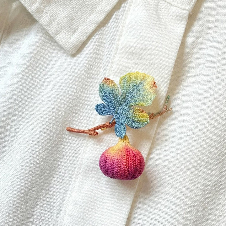 Gehäkelte Feigen Brosche, Realistische Obst Anstecknadel, Handgemacht