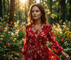 Rote Blume Häkelkette, Türkisch Oya Spitze Schmuck, Floral Lange Wrap Perlen Lariat