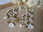 Weiße Micro Blume Cochet Halskette, Howlite Perlen Lange Wrap Lariat, Häkelschmuck