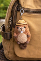 Gehäkelter Biber Schlüsselanhänger, Amigurumi Biber Anhänger, Handgemachter Tier Schlüsselanhänger, Kawaii Waldplüsch Anhänger