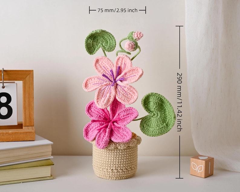 Gehäkelte Sonnenblume im Topf, Baumwollgarn, Handarbeit, Wohnkultur, Deko