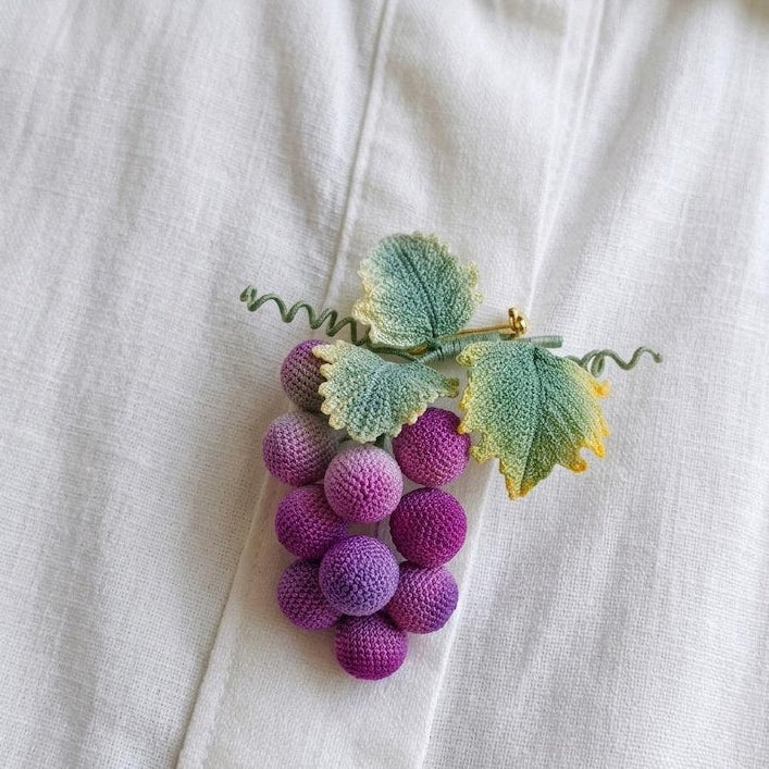 Gehäkelte Feigen Brosche, Realistische Obst Anstecknadel, Handgemacht