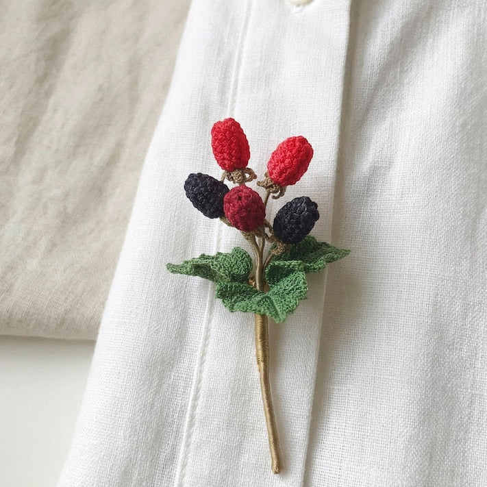Gehäkelte Feigen Brosche, Realistische Obst Anstecknadel, Handgemacht