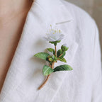 Handgehäkelte Rose Myrte Brosche, Blumenbrosche, Art-Deco-Brosche, Florale Geschenke, Häkelblumen Pin
