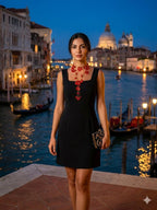 Rote türkische Oya Halskette, Häkelblume Lange Lariat, Floral Perlen Wrap Halskette, Spitze Schmuck