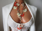 Türkische Oya Blumen Sommer Halskette, Perlen Lange Lariat, Häkelschmuck