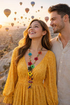 Colorful Boho Friendship Necklace, Crochet Flower Friend Necklace, Beaded Summer Long Wrap Lariat