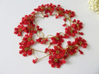 Rote Blume Häkelkette, Türkisch Oya Spitze Schmuck, Floral Lange Wrap Perlen Lariat