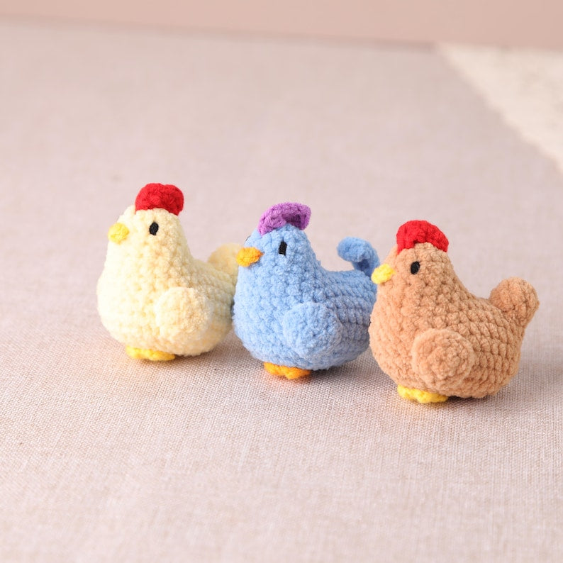 Gehäkeltes Huhn Schlüsselbund, Häkelhenne Plüsch Schlüsselanhänger, Küken Taschenanhänger, Käfig Huhn, 6 cm
