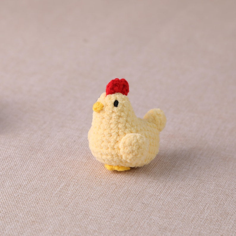 Gehäkeltes Huhn Schlüsselbund, Häkelhenne Plüsch Schlüsselanhänger, Küken Taschenanhänger, Käfig Huhn, 6 cm