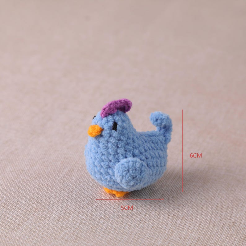 Gehäkeltes Huhn Schlüsselbund, Häkelhenne Plüsch Schlüsselanhänger, Küken Taschenanhänger, Käfig Huhn, 6 cm