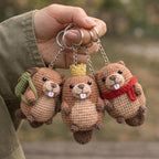 Gehäkelter Biber Schlüsselanhänger, Amigurumi Biber Anhänger, Handgemachter Tier Schlüsselanhänger, Kawaii Waldplüsch Anhänger