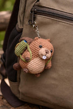 Gehäkelter Biber Schlüsselanhänger, Amigurumi Biber Anhänger, Handgemachter Tier Schlüsselanhänger, Kawaii Waldplüsch Anhänger