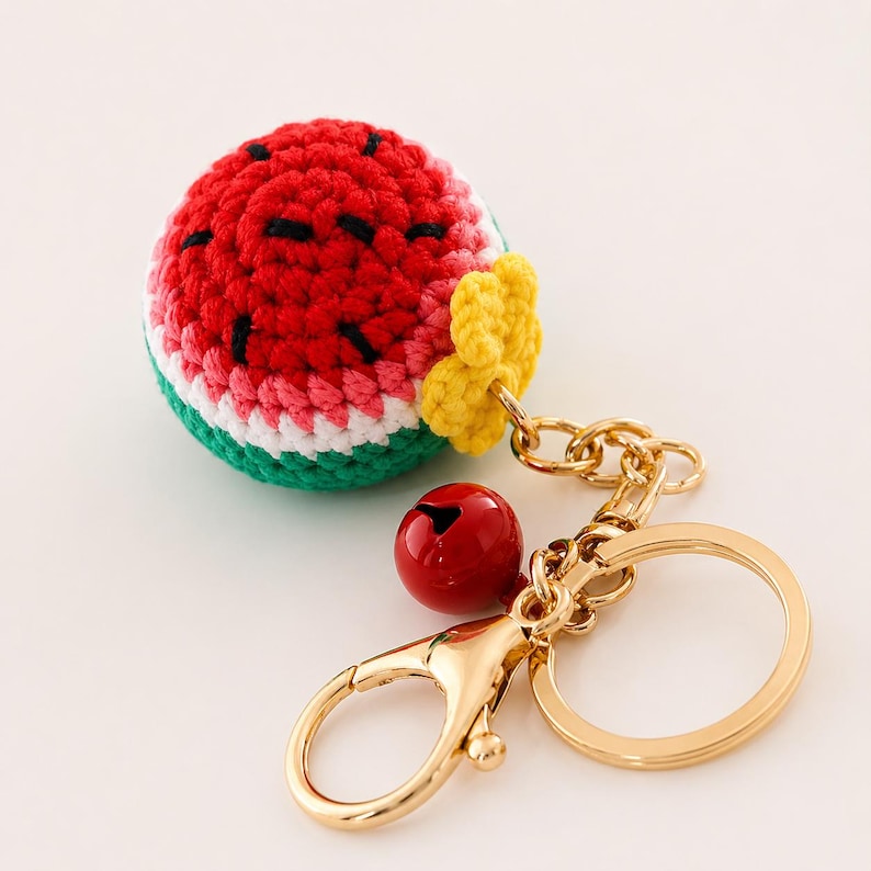 Gehäkelter Obst-Schlüsselanhänger, Amigurumi Plüsch, Taschenanhänger