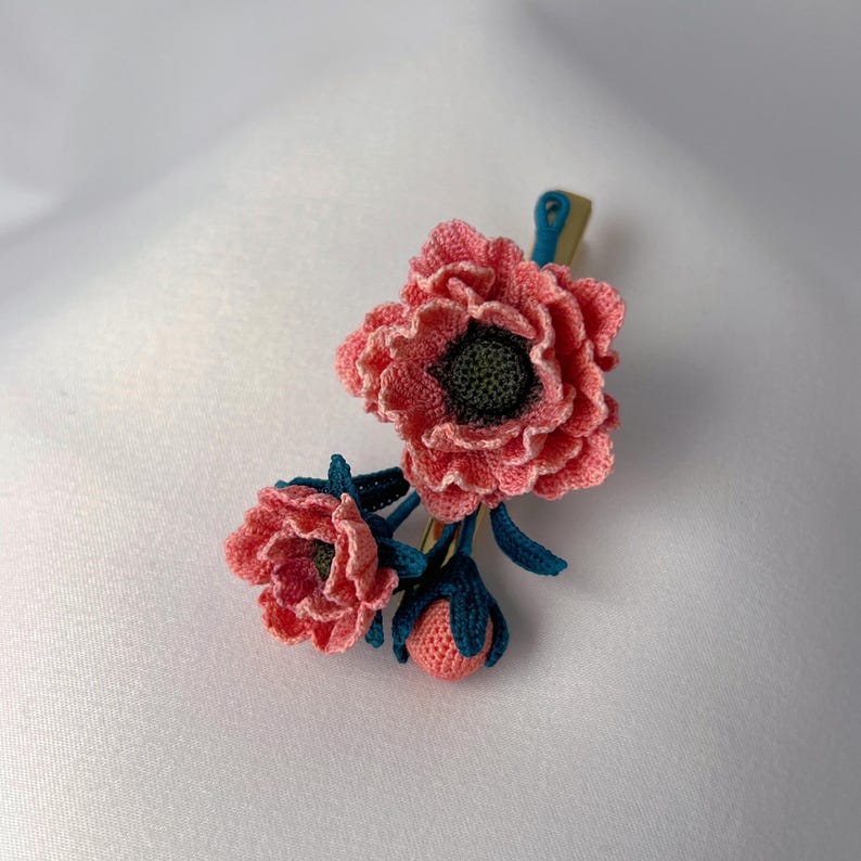 Mikrogehäkelte Manuka Haarspange Braut Haarschmuck Hochzeit Handgemacht