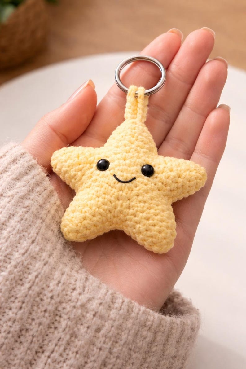 Gehäkelte Meerestier Schlüsselanhänger Set, Amigurumi Seepferdchen Seestern Delphin Qualle Krabbe Fisch