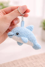 Gehäkelte Meerestier Schlüsselanhänger Set, Amigurumi Seepferdchen Seestern Delphin Qualle Krabbe Fisch