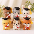 Gehäkelte Abschlusstiere Amigurumi Set Bär Katze Hase Hund Fuchs Küken Plüsch