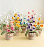 Gehäkelte Topfblumen Vergissmeinnicht, Baumwollgarn Tischdeko, Bürogeschenk
