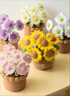 Gehäkelte Topfblumen Vergissmeinnicht, Baumwollgarn Tischdeko, Bürogeschenk