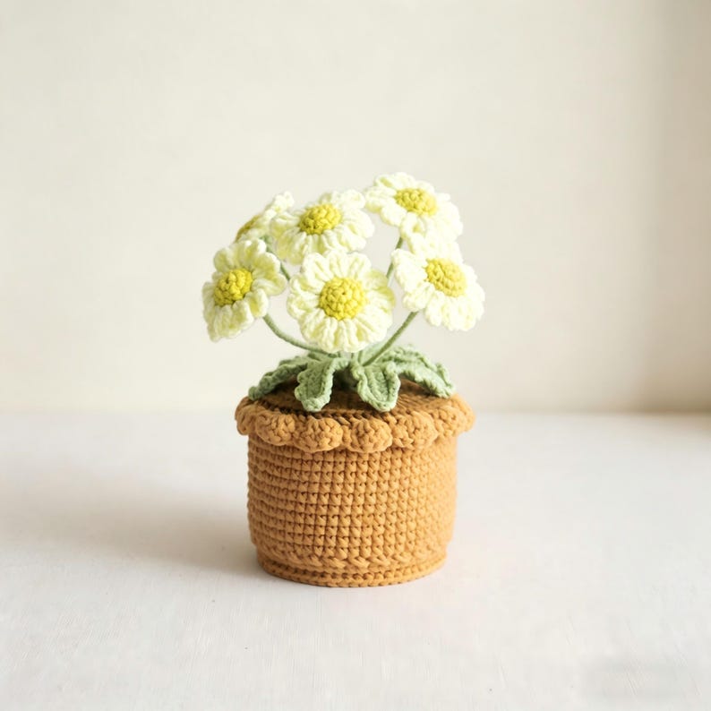 Gehäkelte Topfblumen Vergissmeinnicht, Baumwollgarn Tischdeko, Bürogeschenk