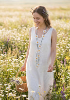 Daisy häkeln lange Halskette, Türkisch Oya Lace Schmuck, Frühlingsstil