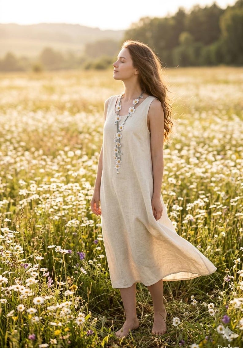 Daisy häkeln lange Halskette, Türkisch Oya Lace Schmuck, Frühlingsstil